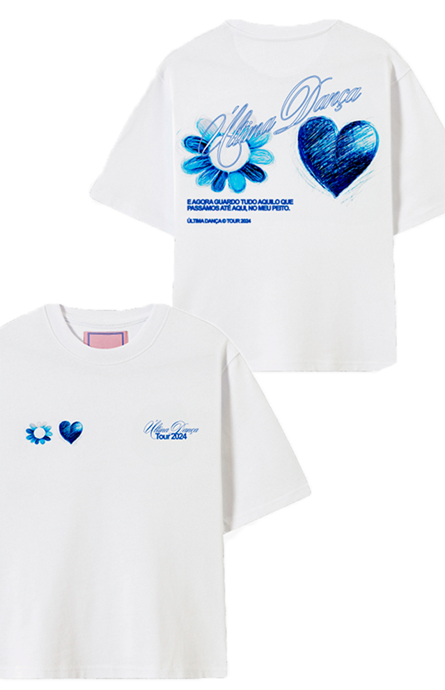 T-SHIRT UD TOUR 2024 CORACAO FLOR BRANCA